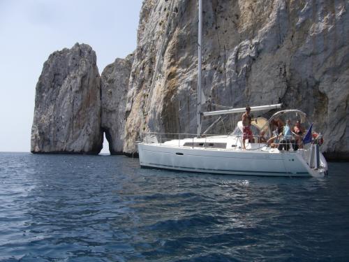 Sailing boat in the coast of Sinis