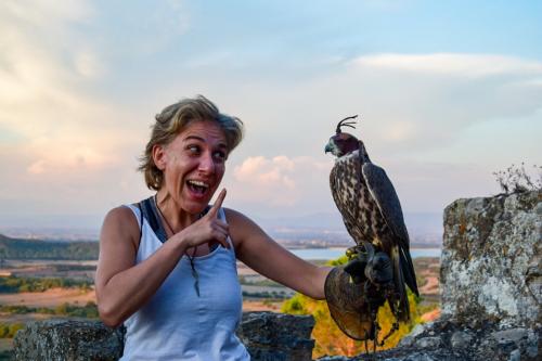 Hiker with hawk