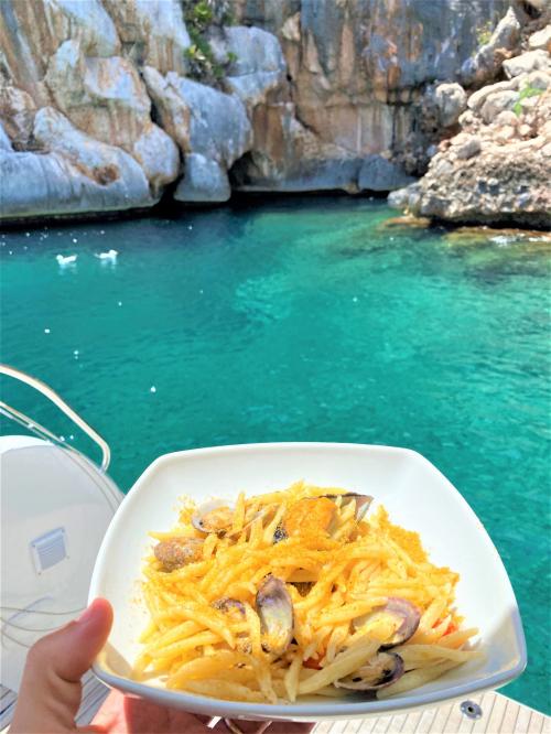 Lunch aboard a catamaran in the Gulf of Alghero