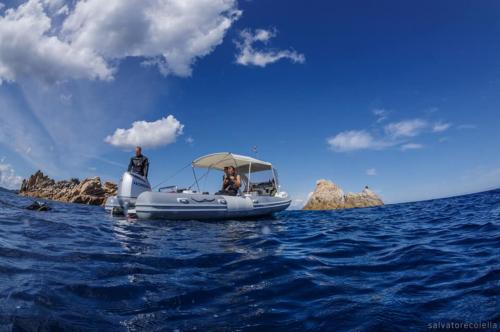 Inflatable boat in the waters of north east Sardinia