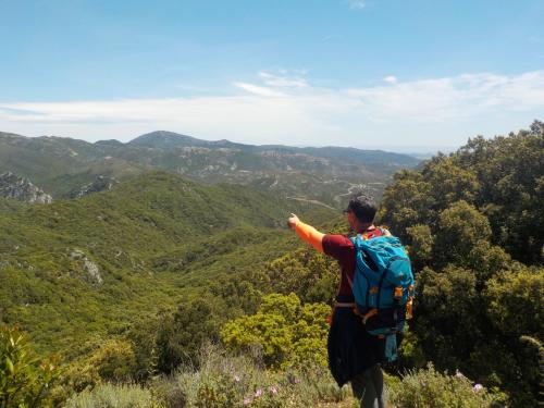 Hiker and panoramic view