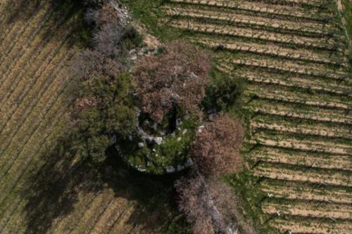 Nuraghe San de Melas situado en el centro de un viñedo en Mamoiada
