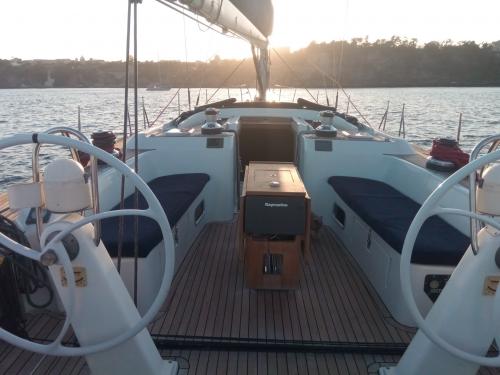 Sailing boat at sunset during mini-cruise in the Archipelago of La Maddalena