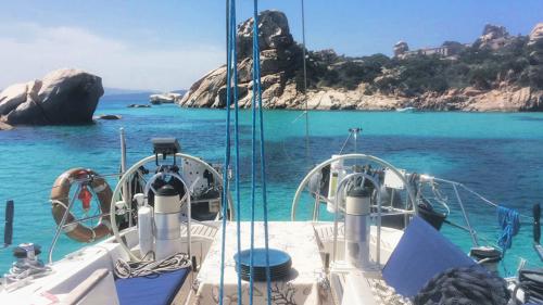 Sailboat moored in the islets of the Archipelago of La Maddalena