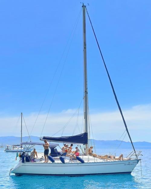 Sailboat in the sea of Cagliari