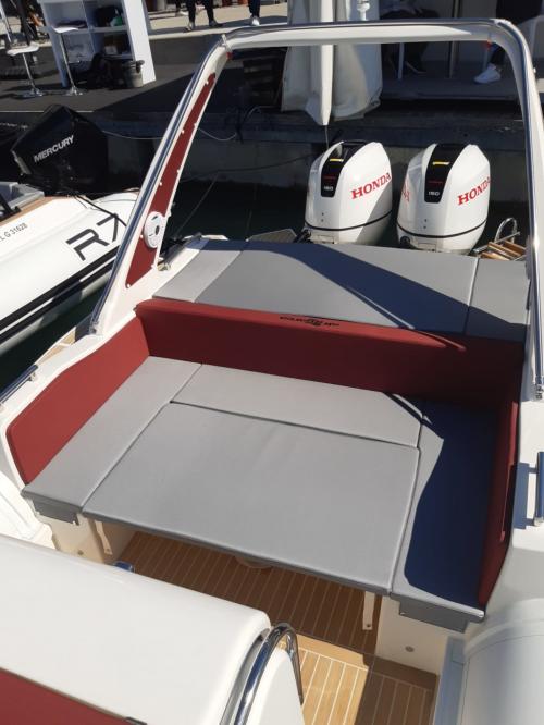 <p>Cushions on board a dinghy</p>