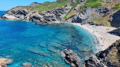 View from above on a wild beach in the Nurra