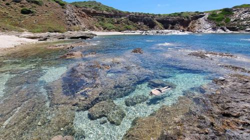 Partecipante fa snorkeling in una cala nascosta della Nurra