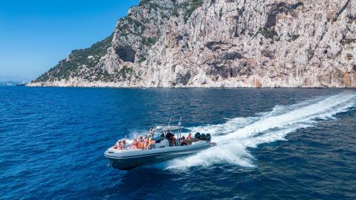 Barca durante tour giornaliero verso l'isola di Tavolara