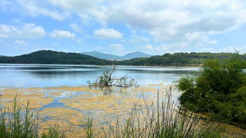 vue du lac sur le parcours de quad avec guide à Alghero