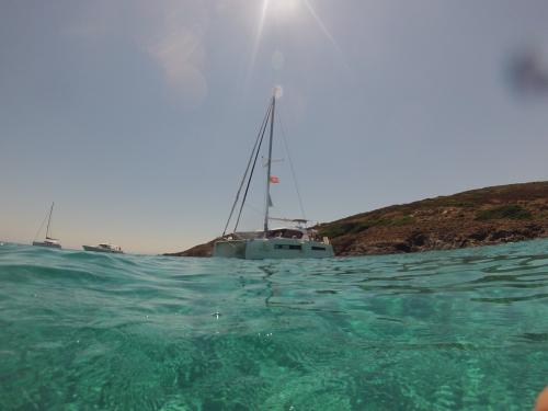 <p>Catamaran sailing in the crystal clear sea of the Gulf of Asinara</p><p><br></p>