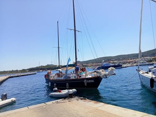 Barca a vela in uscita dal porto di Palau