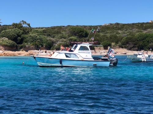 boat off the coast of Palau in the La Maddalena Archipelago