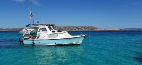 Boot vor der Küste von Palau im La Maddalena-Archipel
