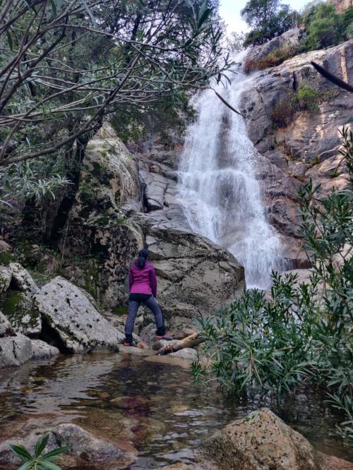 Local guide under the waterfalls of Villacidro