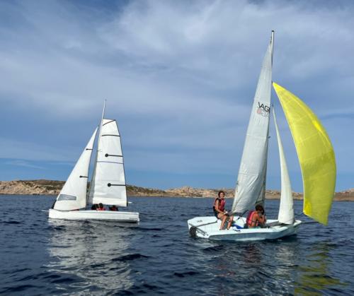 Piccole barche a vela in navigazione a La Maddalena