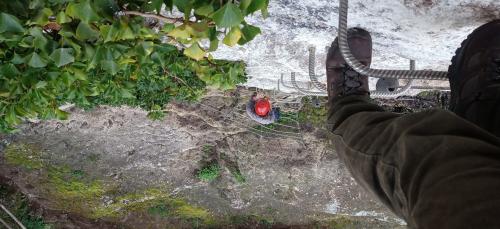 Foto dalla prospettiva della scala sulla parete della via ferrata di Giorrè