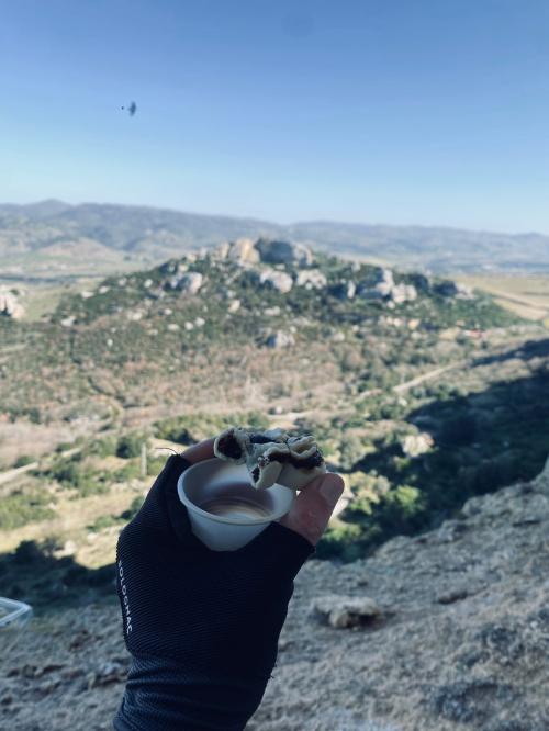 <p>Snacks with typical Sardinian products offered during a guided tour of via ferrata in Cargeghe</p><p><br></p>