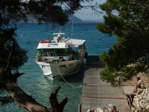 Fishing boat moored at a pier on the east coast of Sardinia