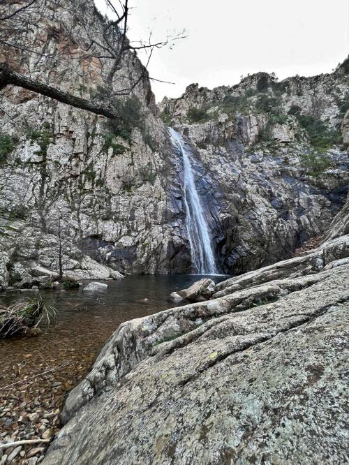 Waterfall of Piscina Irgas in the Villacidro forest of South Sardinia