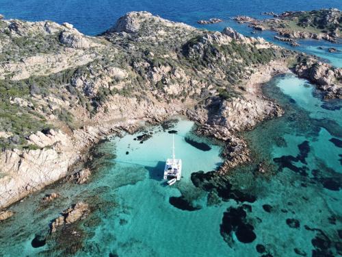 Photo drone catamaran in the Archipelago of La Maddalena