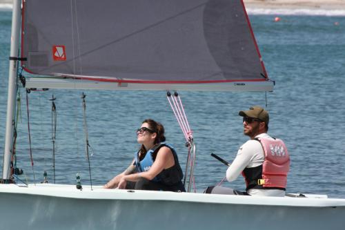 Girl and instructor on sailing drift in Cagliari