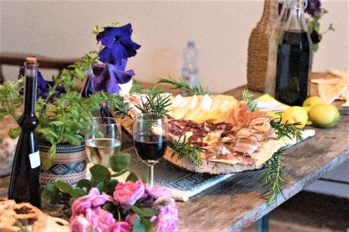 Typical Sardinian aperitif served during guided donkey trekking experience