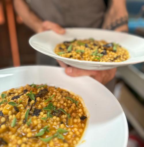 Fregula served during the tasting in the Oristano area