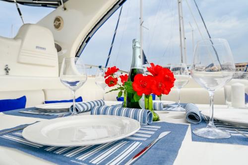 Aperitif served on board a yacht in south-west Sardinia