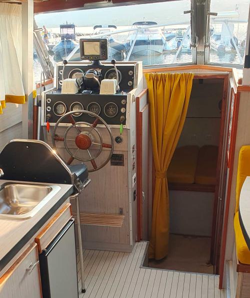 Inside control cabin on the boat Francesca