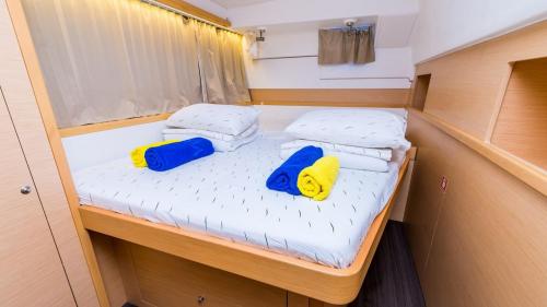 Inside catamaran cabin in Sardinia