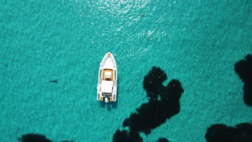 foto ravvicinata drone gommone nel Golfo dell'Asinara