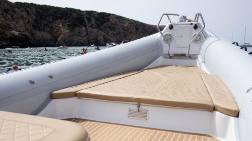 Detail of the bow of the dinghy from Cala Domestica