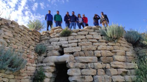 People above a nuraghe in the territory of Suelli in the province of Cagliari