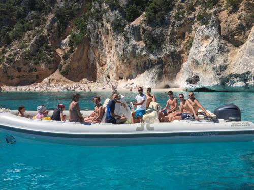 Inflatable boat with passengers during the excursion