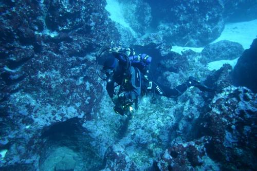 Escursionista durante escursione guidata di diving nelle acque di Alghero