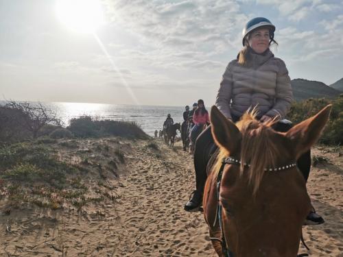 Girls on horseback during a guided excursion