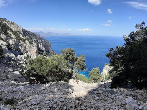 trekking route or walk with a view of the crystal blue waters of Cala Mariolu beach