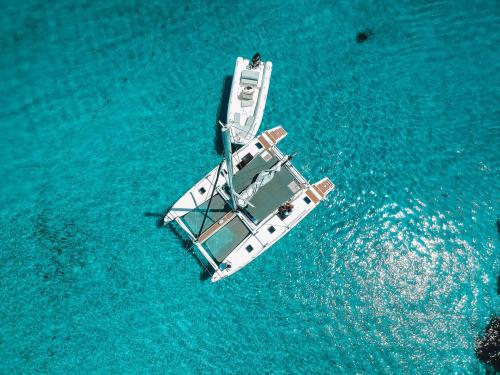 Catamaran in the transparent sea