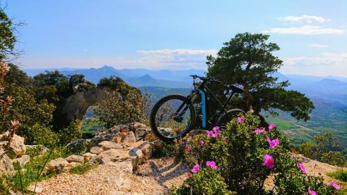 Panorama from Monte Remule in the Orosei area with E-MTB mountainbike