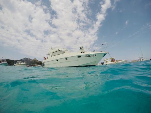 Barca a motore vista dall'acqua