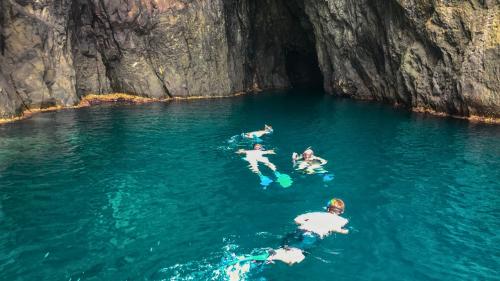 snorkeling nel mare cristallino della grotta dei Pellicani