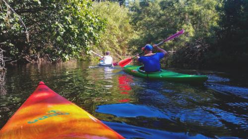 Kayakistas en la costa de Bosa