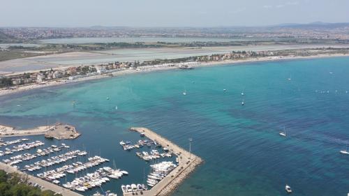 Crystal clear sea and port of Cagliari
