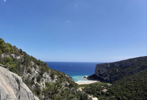 Gulf of Orosei panoramic view of Cala Luna from the rocks of the route