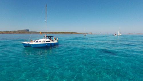 Catamaran in crystal clear waters