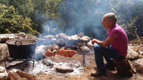 Typical Sardinian lunch prepared by the shepherd