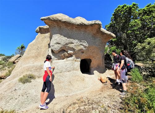 Gruppo di turisti visita una domus de janas zona Orosei