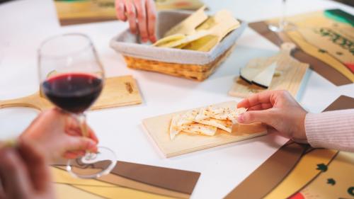 Tasting of cheeses from the dairy and local wine