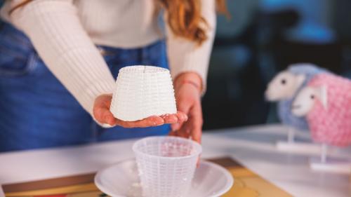 A small wheel of cottage cheese